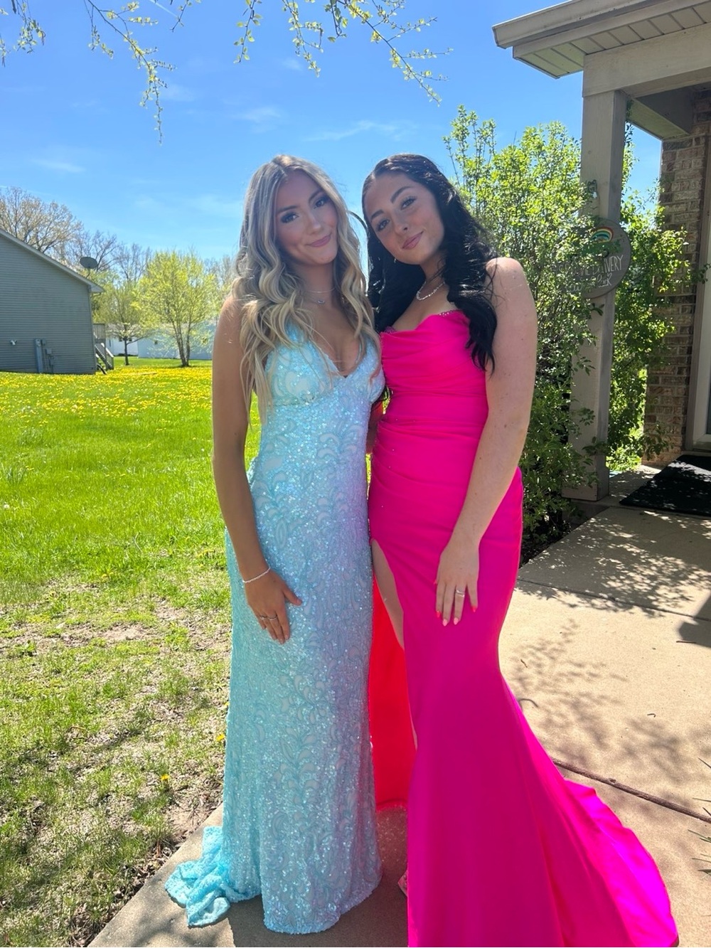 Backless Sequin Lace Prom Dress in Light Aqua